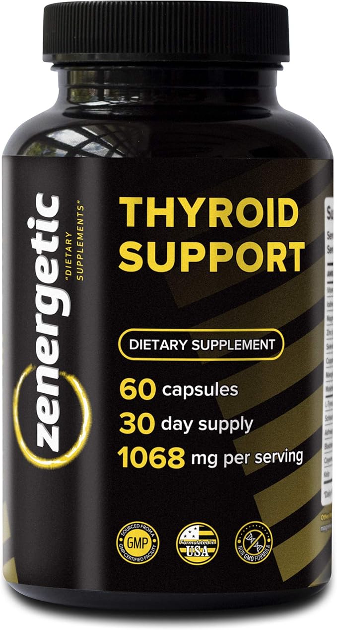 Thyroid Support Supplement with L Tyrosine & Iodine │ Focus, Clarity, Energy & Metabolism │ Ashwagandha, Vitamin B-12, Magnesium, Schisandra │ Hormonal Balance for Women & Men │ Non GMO