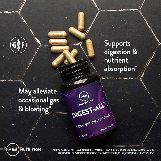 MRM Nutrition Digest-All ® | Digestive Enzymes | Improved Digestion and Absorption | Lactase + Amylase + Lipase| May Help with Bloating and Gas| 100% Vegetarian | Gluten-Free | 50 Servings