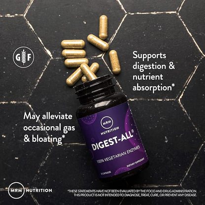 MRM Nutrition Digest-All ® | Digestive Enzymes | Improved Digestion and Absorption | Lactase + Amylase + Lipase| May Help with Bloating and Gas| 100% Vegetarian | Gluten-Free | 50 Servings