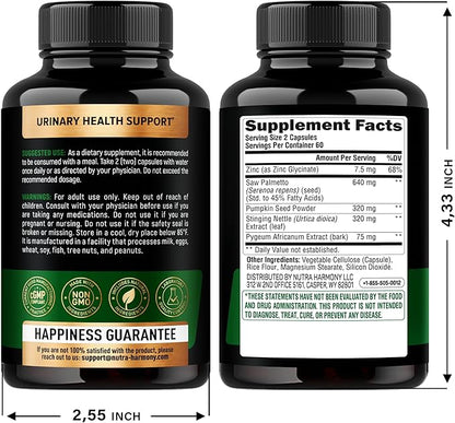 Saw Palmetto for Men 640mg - Pumpkin Seed | Nettle | Zinc & Pygeum - Prostate Health & Urinary Supplement - DHT Blocking & Hair Support - 45% Fatty Acids, Clinical Strength - Made in USA, 120 Capsules