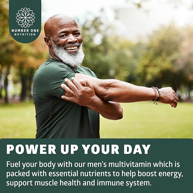 Number One Nutrition Premium Men's Daily Multivitamin Multimineral Supplement [Gluten Free, Non-GMO], Vitamins A C E D B1 B2 B3 B5 B6 B12, Magnesium, Biotin, Sprulina, and Zinc, 60 Veg Caps