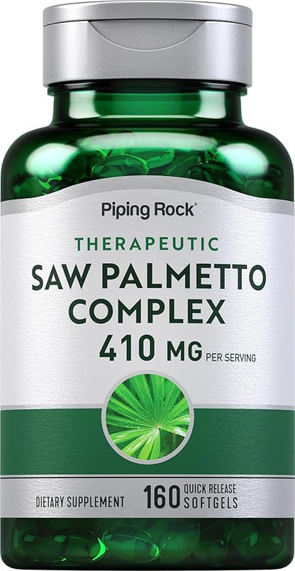 Piping Rock Saw Palmetto Extract | 160 Softgels | 410mg | Therapeutic Grade | Non-GMO, Gluten Free
