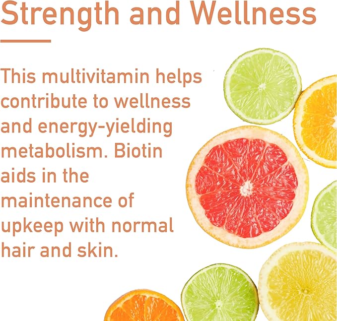 Effervescent Multivitamins + Biotin for Wellness and Vitality Dietary Supplement with Vitamins C, E, B1, B2 B6, B12, A, and D3, 6-Pack, 120 Tablets