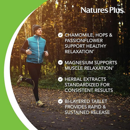Natures Plus Kalm-Assure - 60 Bi-Layered Tablets - Supports Relaxation with Passionflower, GABA, Chamomile & Magnesium - Gluten Free & Vegan - 60 Servings