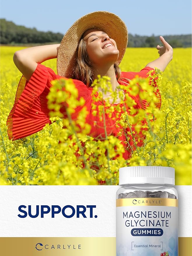 Carlyle Magnesium Glycinate Gummies | 60 Count | Grape Flavor | Vegan, Non-GMO, Gluten Free Supplement