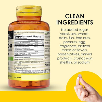 MASON NATURAL Cranberry with Probiotic, 2 Month Supply, Highly Concentrated, Supports Normal Immune Health & Urinary System, 60 Tablets