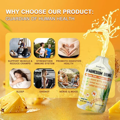 7-in-1 Magnesium Citrate Liquid, Magnesium Citrate Supplements Drink with 280mg Magnesium, Zinc, Bromelain, Vitamin C D3 B6, Muscle & Sleep Support for Kids & Adult, 1 fl.Oz (10Pcs)