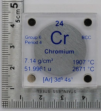 Chromium (Cr) 24.26mm Metal Disc with Acrylic Case for Collection or Experiments