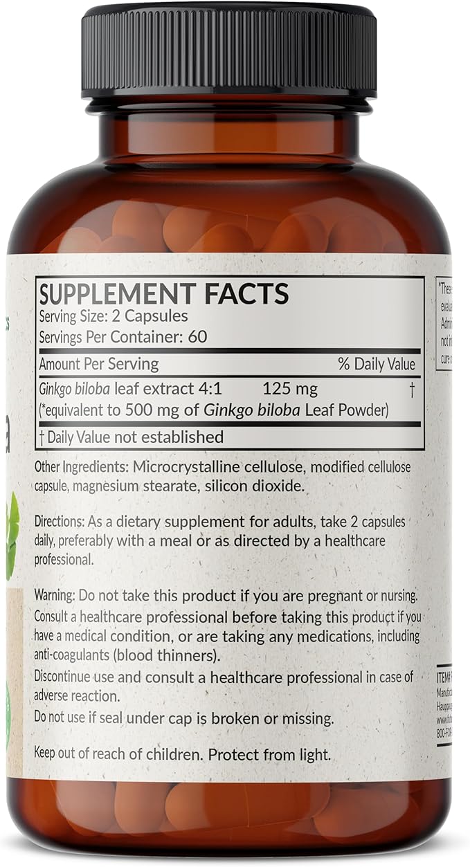 Futurebiotics Ginkgo Biloba Extra Strength Supports Brain Function & Memory Support, 120 Vegetarian Capsules