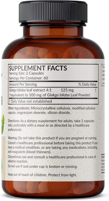 Futurebiotics Ginkgo Biloba Extra Strength Supports Brain Function & Memory Support, 120 Vegetarian Capsules
