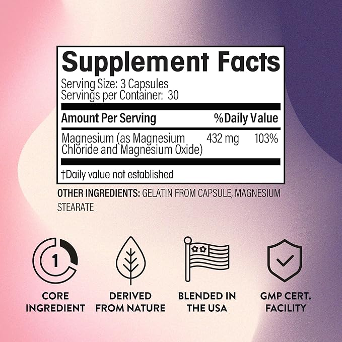 NGL Magnesium Chloride 432 mg- Cloruro de Magnesio - Digestive Health, Bone Health, Relaxation, Hydration - 90 Count 30 Day SUpply