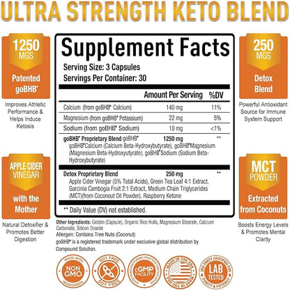 Purely Optimal Premium Keto Pills + Apple Cider Vinegar Capsules with Mother + Premium Brain Supplement - Nootropic Brain Booster for Focus, Clarity, Improved Memory, Concentration & Better Mood