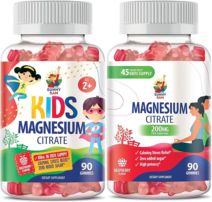 Magnesium Gummies for Adults & Magnesium Gummies for Kids & Adults - 100mg - Calm Magnesium Chews - Magnesium Citrate Chewable Supplement for Mood & Muscle Support
