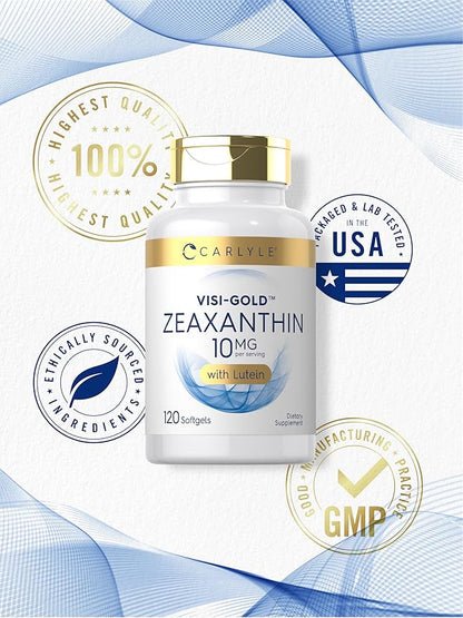 Carlyle Zeaxanthin 10mg | 120 Softgels | Eye Health Support with Lutein | Non-GMO, Gluten Free Supplement