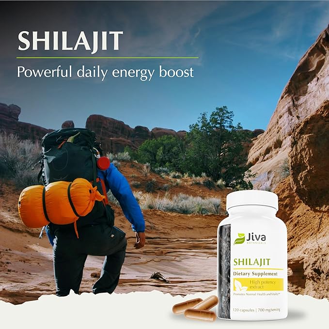Jiva Botanicals Premium Shilajit Supplement 700 mg - Shilajit Capsules Extract with Minerals, Fulvic/Humic Acid for Immune Support & Nomal Digestive Health - 120 Vegan Capsule