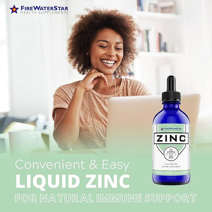 FWS Zinc Supplements - Liquid Zinc Drops for Men, Women, Kids - Organic, Non-GMO, Vegan - Supports Immune Health, Skin, and Overall Wellness - 4 oz