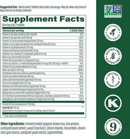 MegaFood Men's Advanced Multivitamin for Men - Doctor -Formulated - Choline, Vitamin B12, Vitamin D, Vitamin C & Zinc - Brain Health & Immune Support - Non-GMO - Vegetarian - 120 Tabs (60 Servings)
