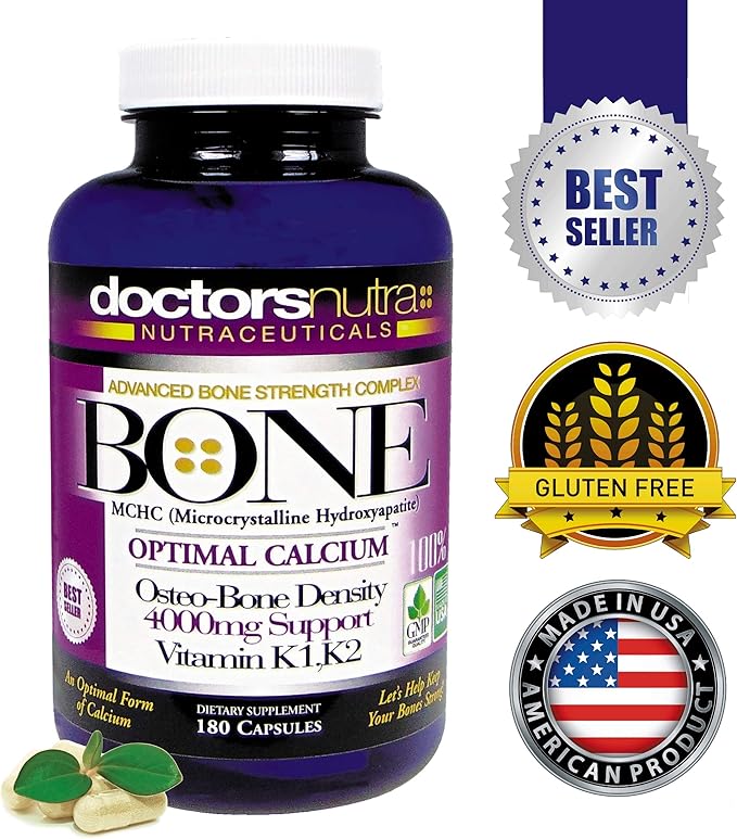Calcium 1000 Milligrams with 4000 Milligrams MCHC for Complete Calcium Maximum Bone Strength Support Plus K1, K2, Magnesium, Vitamin D, Zinc, Glucosamine, and More