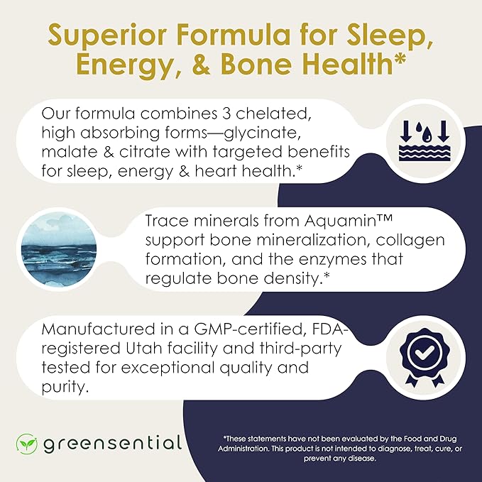 Magnesium Complex with Aquamin™ | 2-Month Supply | 500mg of Magnesium Glycinate, Citrate, Malate, Oxide & More to Support Stress Relief, Sleep, Muscles & Heart* | High Absorption |120 ct