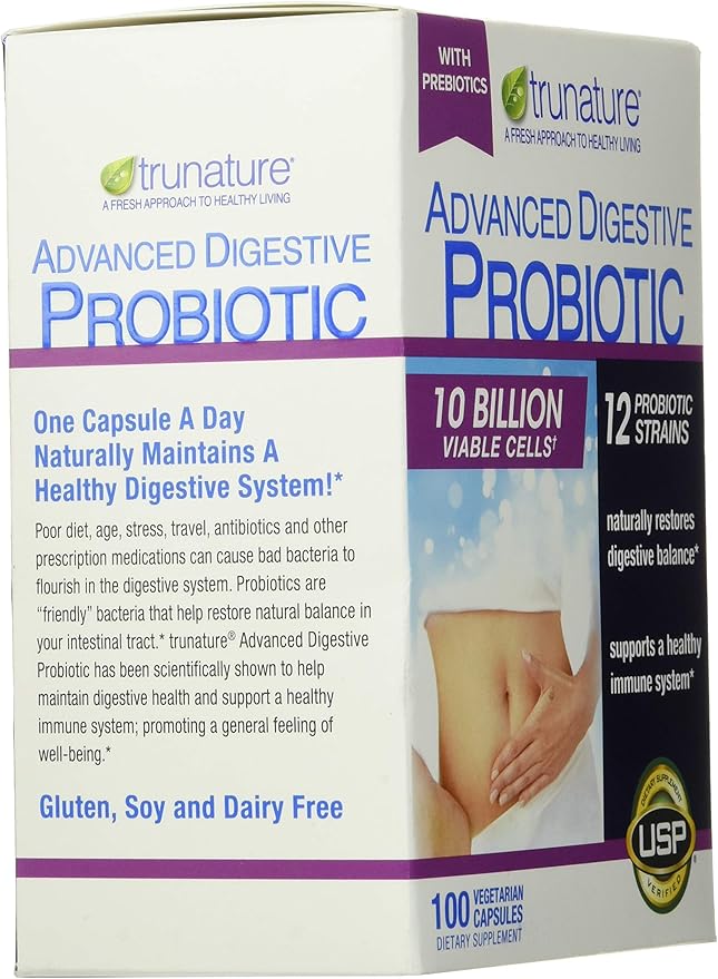 TruNature Advanced Digestive Probiotic, White, 100 Count (Pack of 2)