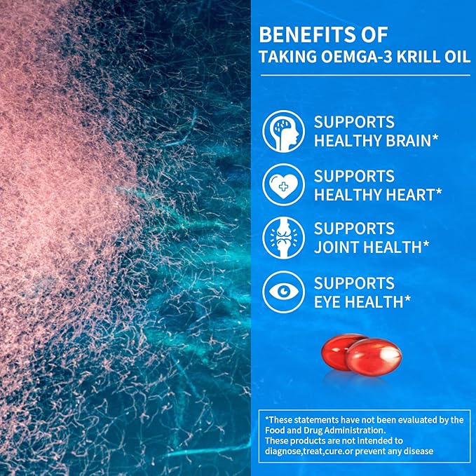 Dr.Brian Antarctic Krill Oil 500mg Omega 3 Fatty Acid Supplement, DHA & EPA & Astaxanthin Krill Oil Omega 3 Support Heart Health, Non-GMO, 90 Softgels