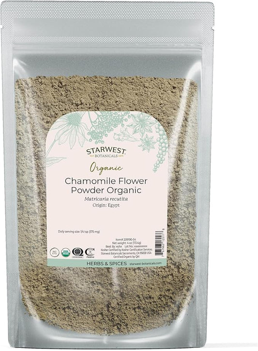 Starwest Botanicals Organic Chamomile Flower Powder, 4 Ounces