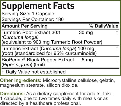 Turmeric Curcumin with BioPerine - High Potency Premium Joint Support with 95% Standardized Curcuminoids - Non-GMO Capsules with Black Pepper - 180 Count