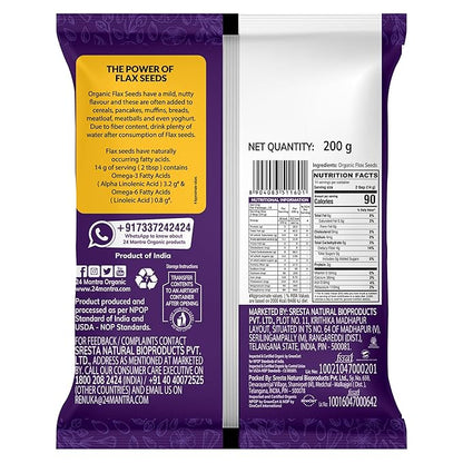 24 Mantra Organic Flax Seeds USDA Certified Organic EU Certified Organic Pesticides Free Adulteration Free Sodium Free - Pack of 1 | 7 Ounce