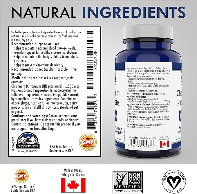 Summit Supplements, Chromium Picolinate 500 Mcg, 150 Veggie Caps, Professional Series