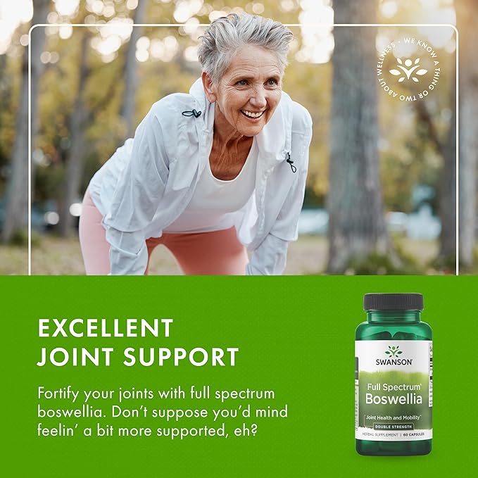 Swanson Double Strength Boswellia - Herbal Supplement Promoting Joint Support - Ayurvedic Herb for Joint Flexibility & Mobility Support - Made w/Boswellia Serrata Resin - (60 Capsules, 800mg Each)