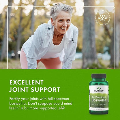 Swanson Double Strength Boswellia - Herbal Supplement Promoting Joint Support - Ayurvedic Herb for Joint Flexibility & Mobility Support - Made w/Boswellia Serrata Resin - (60 Capsules, 800mg Each)