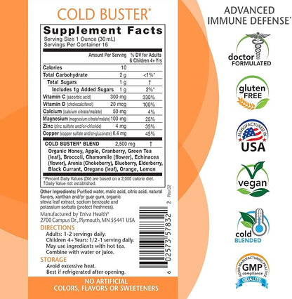 Eniva Elderberry Sambucus Immune Support Syrup, Vitamin C, Ionic ZINC, Vitamin D, Echinacea, Antioxidants & More, All-in-One Liquid, Low Carb, Low Sugar, Keto Friendly, Non-GMO & Gluten Free - 16 oz