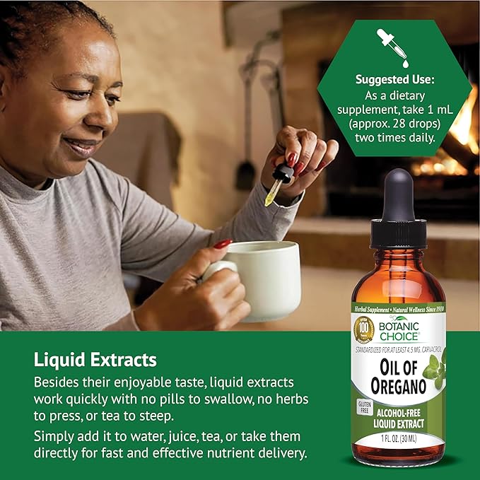 Botanic Choice Oil of Oregano Liquid Extract - Alcohol Free Herbal Supplement, Traditional Support for Immune and More - 1 Fl. Oz.