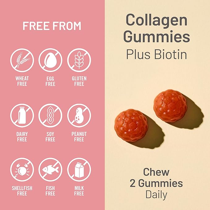 NatureWise Collagen Gummies - Hydrolyzed Collagen Gummies - Type 1 & 3 Peptides for Women + Biotin, Vitamin C, E, & Zinc for Hair Skin and Nails Support - 90 Count[45-Day Supply]