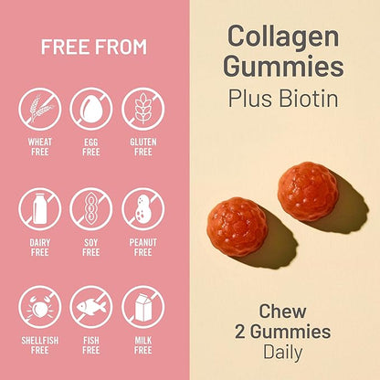 NatureWise Collagen Gummies - Hydrolyzed Collagen Gummies - Type 1 & 3 Peptides for Women + Biotin, Vitamin C, E, & Zinc for Hair Skin and Nails Support - 90 Count[45-Day Supply]