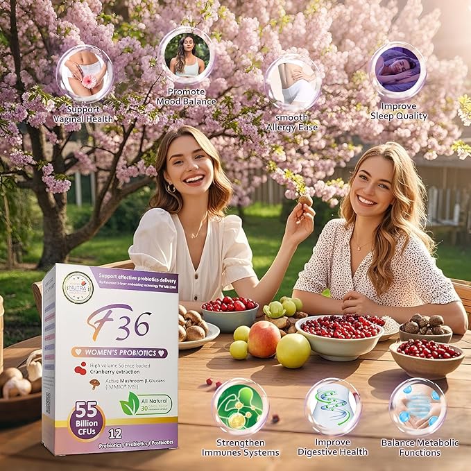 Probiotics 55 Billion CFU Support Vaginal, Immune, Digestive, PH Balance. Promote Sleep and Relief Allergy. All Natural Ingredients with β-Glucan, Cranberry - 30 Capsules