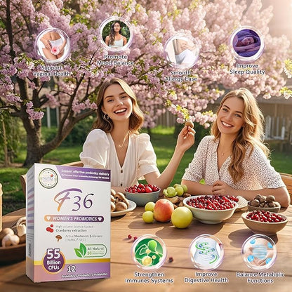 Probiotics 55 Billion CFU Support Vaginal, Immune, Digestive, PH Balance. Promote Sleep and Relief Allergy. All Natural Ingredients with β-Glucan, Cranberry - 30 Capsules
