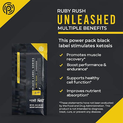 Pruvit Keto//OS Black Label Series Ruby Rush- Charged Pure Therapeutic Ketones for Muscle Growth and Avoiding Muscle Breakdown - .84 OZ