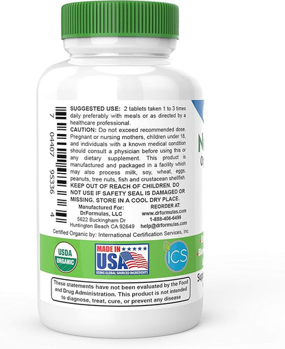 DrFormulas Organic Prebiotic Fiber for Constipation Relief | Nexabiotic Superfood Tabs for Probiotic Digestive Health, 60 Tablets