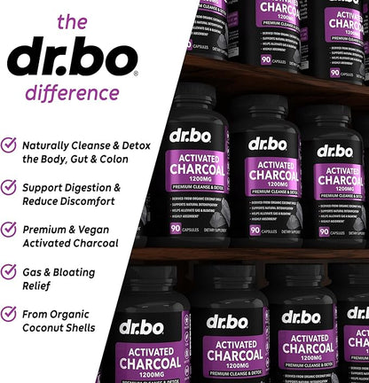 Activated Charcoal Capsules Cleanse Detox - 1200mg Organic Coconut Charcoal Pills for Stomach Gas and Bloating Relief for Men Women Kids - Active Capsules Powder Binder Activated Supplements for Gut