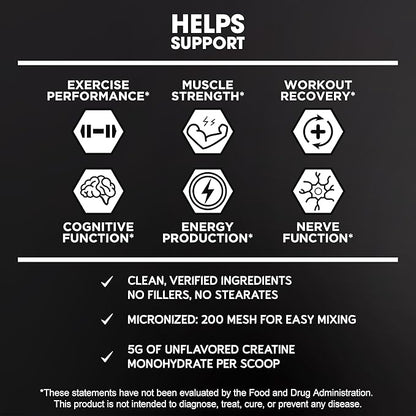 BioEmblem Creatine Monohydrate Powder – Micronized, Unflavored, 5000mg Per Serving(5g) – Supports Muscle Strength, Workout Recovery & Performance Creatine Supplement– Vegan, Non-GMO, 60 Servings