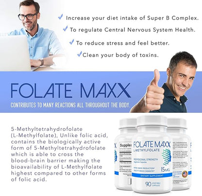 L-Methylfolate 15mg - 90 Capsules - Professional Strength Active Methyl Folate - 5-MTHF Supplement for Men & Women - Non GMO, Gluten Free, No Fillers
