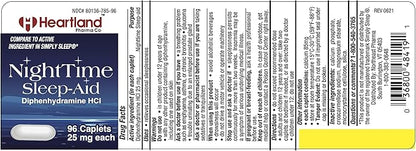 Diphenhydramine HCI 25mg | Sleep Aid Relief Caplets | Sleeping Pills for Adults Extra Strong | Natural Sleeping Aids | 96 Count | 5 Pack
