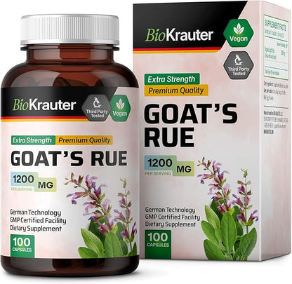 BIO KRAUTER Goats Rue Lactation Support Capsules 1200 mg - 100 Count - Goats Rue Capsules - Natural Breastfeeding Supplements