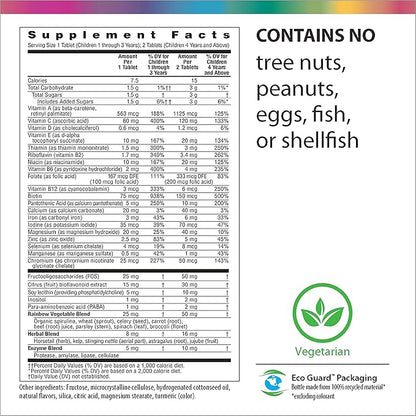 Rainbow Light Multivitamins for Kids, Vitamin B, Zinc & Iron, Prebiotics, Nutri Stars Provides Brain & Nervous System Support, Pineapple Orange, 120 Chewable Tablets