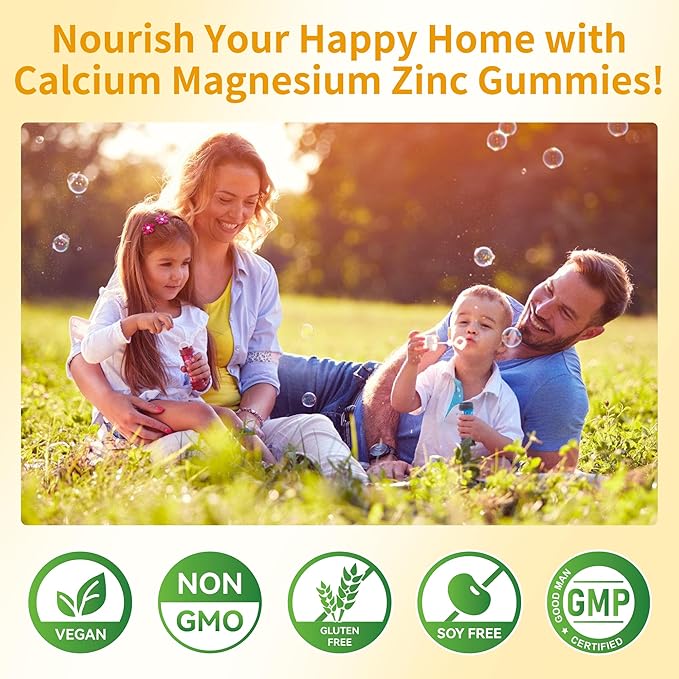 Calcium Magnesium Zinc Gummies with Vitamin D3, ashwagandha Supplement - High Potency Enhanced Absorption - Pineapple Flavor-180 Count