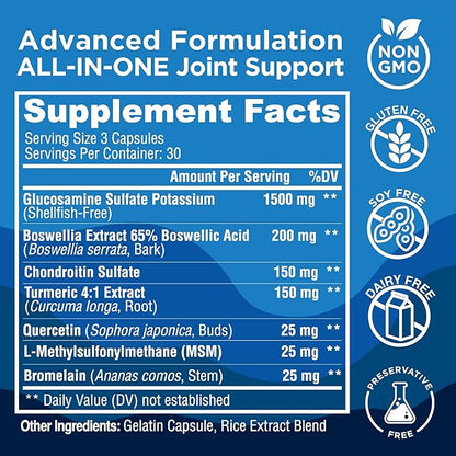 Joint Supplements for Women – Glucosamine Chondroitin MSM Turmeric Boswellia – Trusted by Women – Boosts Collagen & Cartilage - Joint Flexibility & Mobility – Joint Discomfort Relief - 90 Caps