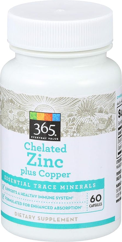 365 Everyday Value, Chelated Zinc plus Copper, 60 ct