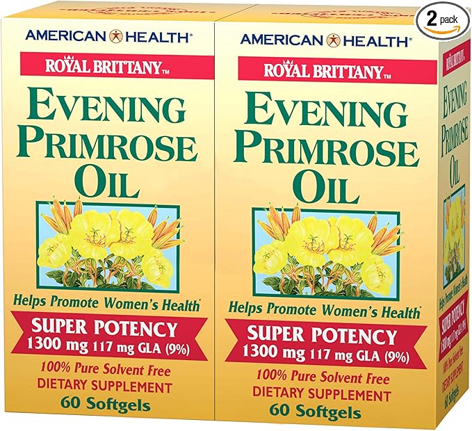 American Health Dietary Fiber Supplements, Royal Brittany Evening Primrose Oil, Pack of 2, 60 Count