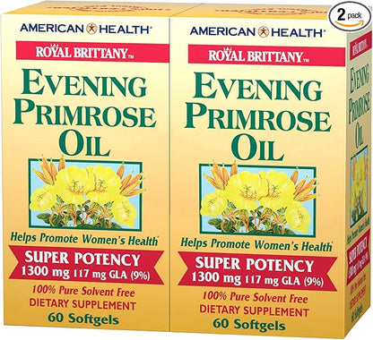 American Health Dietary Fiber Supplements, Royal Brittany Evening Primrose Oil, Pack of 2, 60 Count